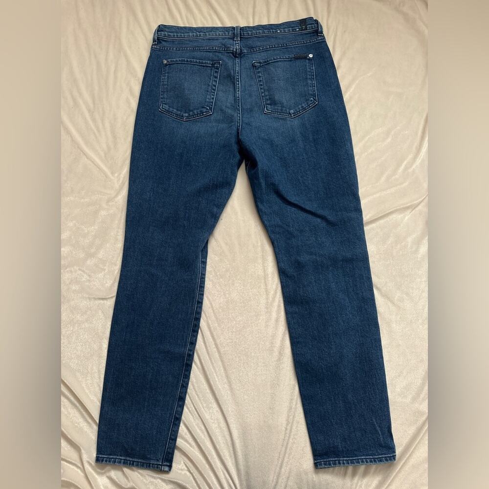 7 For All Mankind High Waist Skinny Jeans - Denim Blue and Light Blue - Picture 5 of 6
